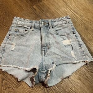 H&M Light Blue Distressed Jean Shorts